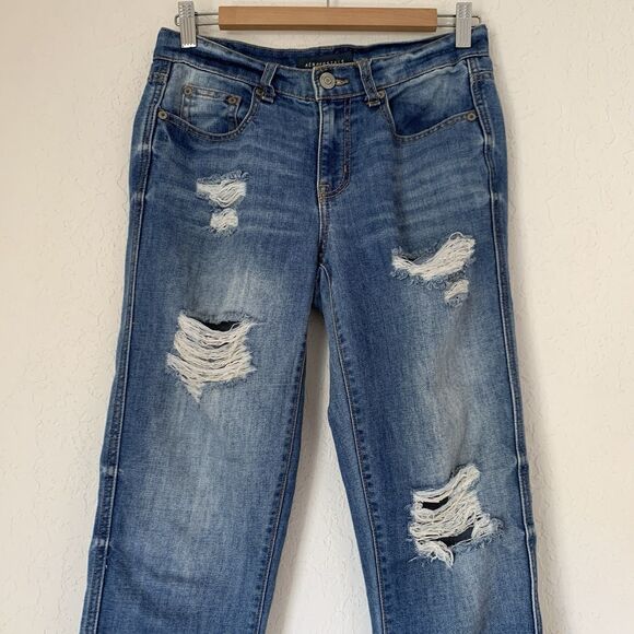 Aeropostale Jeans Women Boyfriend Distressed Mid Rise Denim 30x28.5 Grunge Boho - Picture 3 of 9